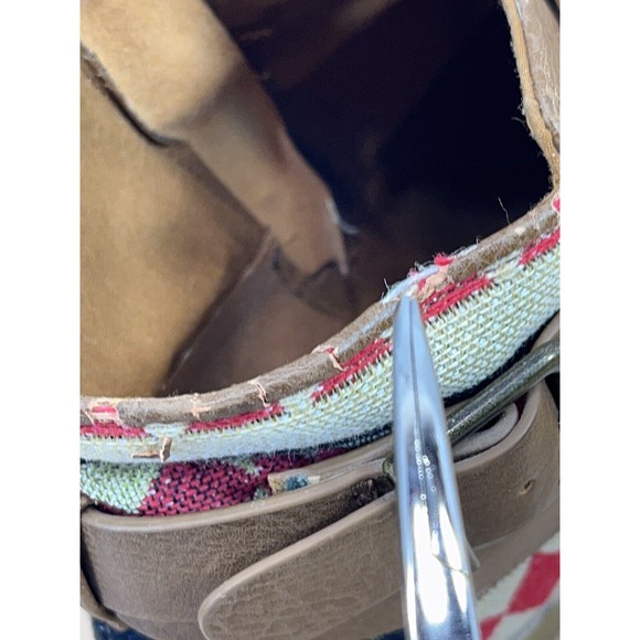 Divided H&M Aztec Ankle Boots Size 7 Brown Faux Leather Buckle Accent - Picture 8 of 16